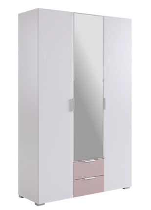 Шкаф трехдверный Зефир 109.02 (белое дерево/пудра розовая (эмаль)) в Лангепасе - изображение