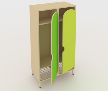 Двухдверный детский шкаф ШГС2 Беж + Зеленая мамба + Лайм в Урае