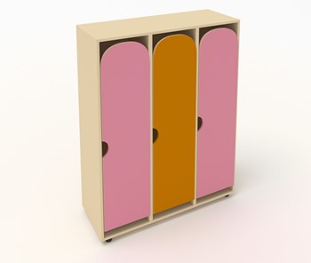 Шкаф детский распашной ШГ3 Беж+Розовый+Оранжевый в Нягани