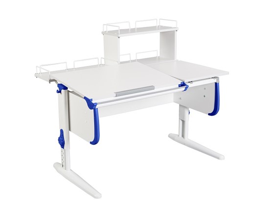 Детский стол-трансформер 1/75-40 (СУТ.25) + Polka_z 1/600 + Polka_zz 1/600 белый/белый/Синий в Лангепасе - изображение