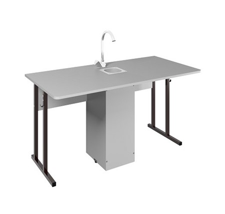 Стол ученический 2-местный для кабинета химии Стандарт 5, Пластик Серый/Коричневый в Лангепасе - изображение