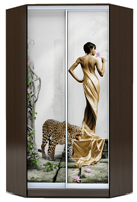 Шкаф-купе 2300х1103, ХИТ У-23-4-77-03, Девушка с леопардом, венге в Урае - изображение