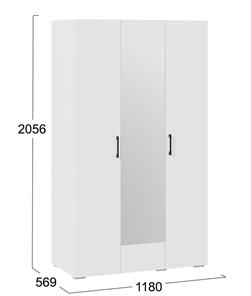 Шкаф распашной 3-х дверный с зеркалом Нео (Белый) в Урае - предосмотр 5