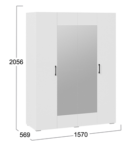 Шкаф распашной 4-х дверный с зеркалом Нео (Белый) в Урае - предосмотр 5