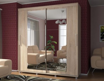 Шкаф 2-х створчатый Комфорт №12 2.0 с прямоугольными зеркалами в Нягани