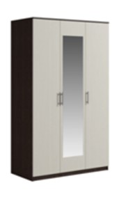 Шкаф 3 двери Светлана, с зеркалом, венге/дуб молочный в Урае