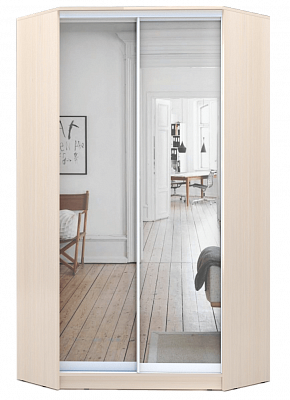 Шкаф угловой 2 зеркала, 2300х1103, ХИТ У-23-4-55, дуб млечный в Когалыме - изображение