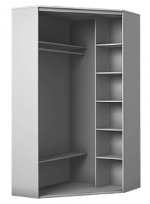 Шкаф угловой с одним зеркалом, 2300х1103, ХИТ У-23-4-15, белая шагрень в Лангепасе - предосмотр 1