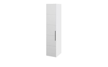 Распашной шкаф Наоми с зеркальной дверью левый, цвет Белый глянец СМ-208.07.02 L в Лангепасе