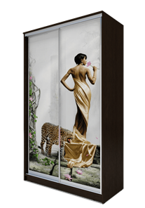 Шкаф 2-х дверный 2300х1200х620, Девушка с леопардом ХИТ 23-12-77-03 Венге Аруба в Урае