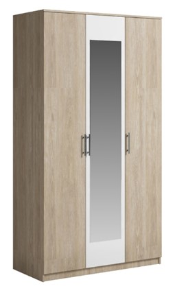 Шкаф 3 двери Светлана, с зеркалом, белый/дуб сонома в Советском - изображение