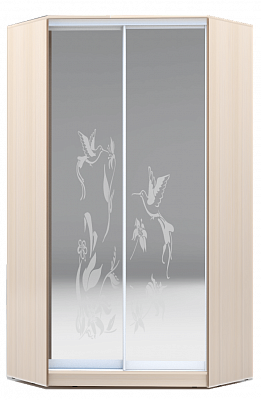 Угловой шкаф 2300х1103, ХИТ У-23-4-66-03, колибри, 2 зеркала, дуб млечный в Лангепасе - изображение