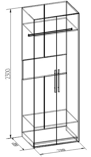 Шкаф 2-х створчатый Bauhaus 8+ Фасад стандарт, Дуб Сонома в Лангепасе - изображение 2