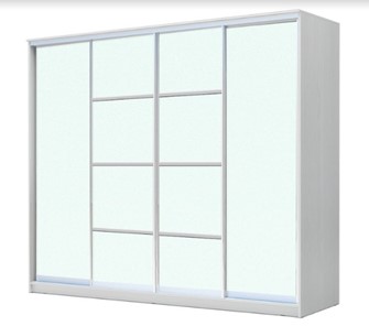 Шкаф 4-х дверный ХИТ 23-24/2-8888, с матовым стеклом, разделительные планки х2, Белый в Лангепасе - предосмотр