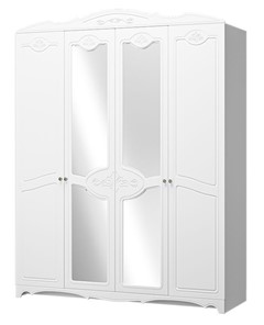 Шкаф четырехдверный Лотос ШР-4 (Белый) 2 зеркала в Нижневартовске