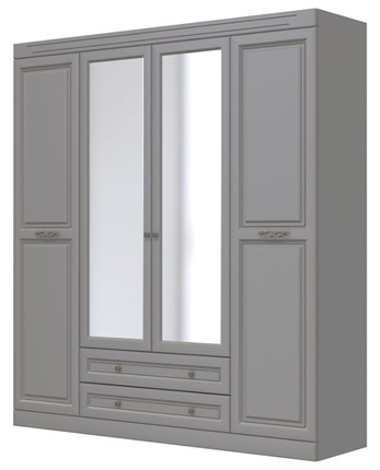 Шкаф четырехдверный в спальню Олимп ШР-4 (антрацит) 2 зеркала в Лангепасе - изображение