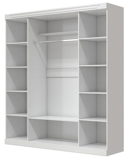 Шкаф четырехдверный в спальню Олимп ШР-4 (Белый) 2 зеркала в Лангепасе - изображение 1