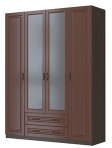 Четырехстворчатый шкаф Кантри, лак орех ШР-4, с 2мя зеркалами в Лангепасе