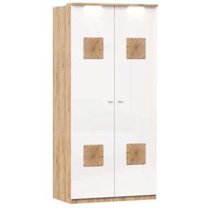 Шкаф двухстворчатый Фиджи с декоративными накладками 659.237, цвет белый в Ханты-Мансийске