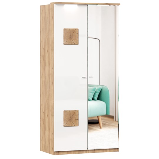 Шкаф двухстворчатый с 1 зеркалом и декор. накладками Фиджи 659.241, белый в Лангепасе - изображение 2