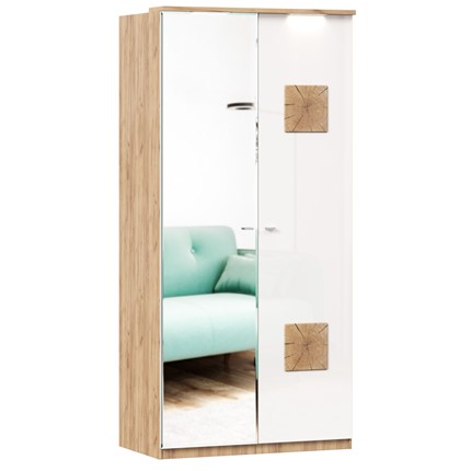 Шкаф двухстворчатый с 1 зеркалом и декор. накладками Фиджи 659.241, белый в Урае - изображение