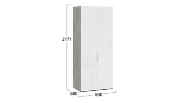 Шкаф для одежды Эмбер СМ-348.07.003 (Дуб Гамильтон/Белый глянец) в Лангепасе - предосмотр 1