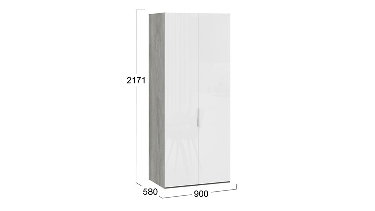 Шкаф для одежды Эмбер СМ-348.07.003 (Дуб Гамильтон/Белый глянец) в Югорске - изображение 1