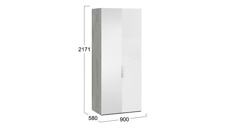 Шкаф для одежды Эмбер СМ-348.07.005 L (Дуб Гамильтон/Белый глянец) в Лангепасе - изображение 1