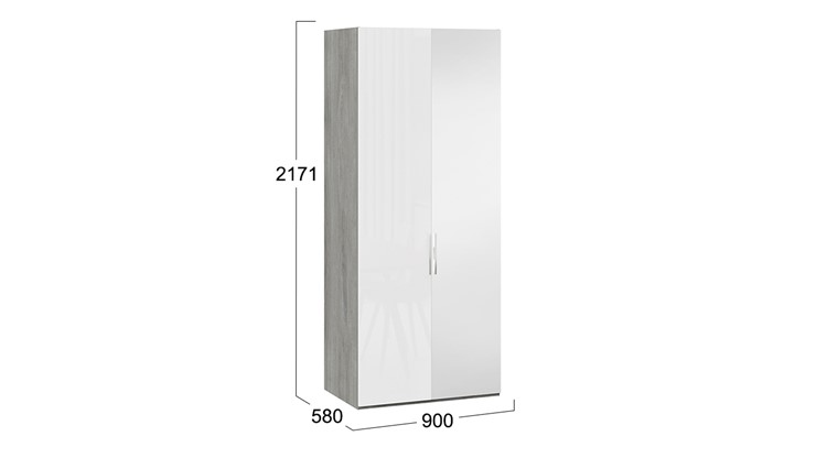 Шкаф для одежды Эмбер СМ-348.07.005 R (Дуб Гамильтон/Белый глянец) в Лангепасе - изображение 1