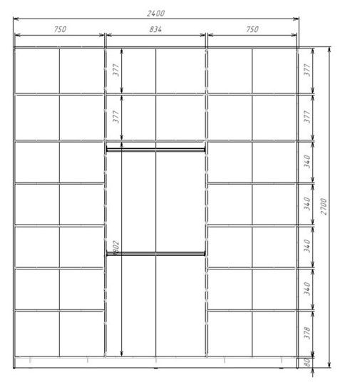 Шкаф 3-х створчатый MAX МШ-27-6-24/2-777, Профиль Черный/Цвет Серый в Лангепасе - изображение 1