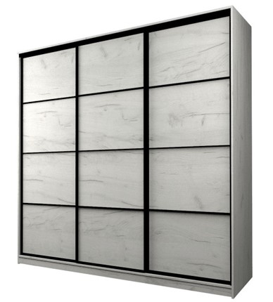 Шкаф 3-х дверный MAX МШ-27-6-24/2-111, Профиль Черный/Цвет Дуб Крафт белый в Когалыме - изображение