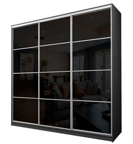 Шкаф 3-х дверный MAX МШ-27-6-27-222, Профиль Белый/Цвет Графит/с черной пленкой Oracal в Лангепасе