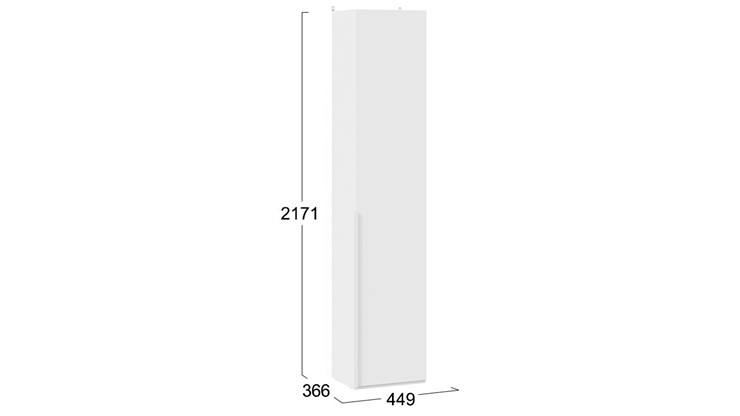 Шкаф с одной дверцей Порто (366) СМ-393.07.211 (Белый жемчуг/Белый софт) в Лангепасе - изображение 3
