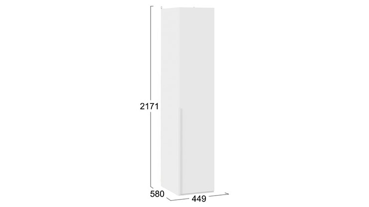 Шкаф одностворчатый Порто (580) СМ-393.07.001 (Белый жемчуг/Белый софт) в Лангепасе - изображение 3