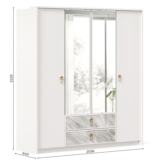 Шкаф 4х-дверный Айла с зеркалом ЛД 688.010.000, Белый, исполнение 1 в Лангепасе - изображение 5