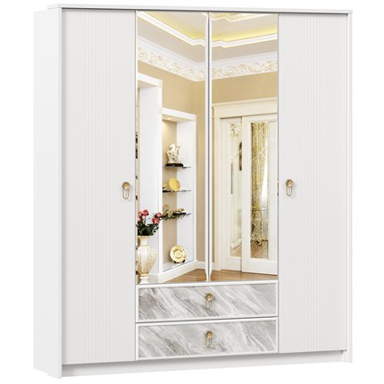 Шкаф 4х-дверный Айла с зеркалом ЛД 688.010.000, Белый, исполнение 1 в Лангепасе - изображение