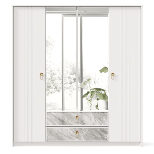 Шкаф 4х-дверный Айла с зеркалом ЛД 688.010.000, Белый, исполнение 1 в Лангепасе - изображение 2