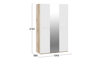 Шкаф 3-створчатый Фьюжн ТД-260.07.43 (Дуб Делано, Белый глянец) в Лангепасе - предосмотр 3