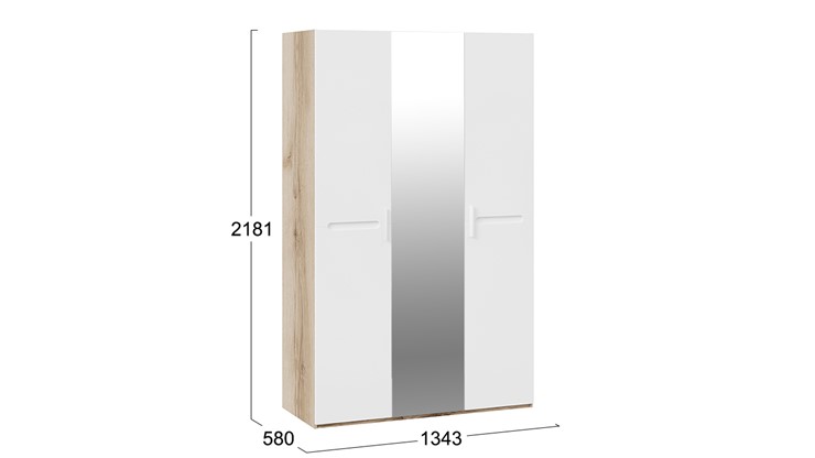Шкаф 3-створчатый Фьюжн ТД-260.07.43 (Дуб Делано, Белый глянец) в Лангепасе - изображение 3