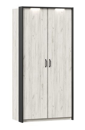 2-створчатый шкаф Техно с паспарту, Дуб крафт белый в Нягани - изображение