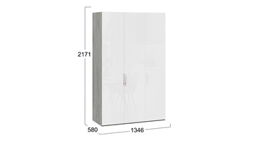 Шкаф для одежды Эмбер СМ-348.07.008 (Дуб Гамильтон/Белый глянец) в Лангепасе - предосмотр 1