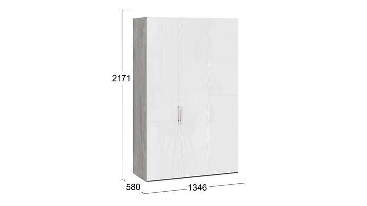 Шкаф для одежды Эмбер СМ-348.07.008 (Дуб Гамильтон/Белый глянец) в Лангепасе - изображение 1
