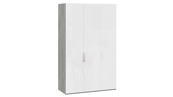 Шкаф для одежды Эмбер СМ-348.07.008 (Дуб Гамильтон/Белый глянец) в Лангепасе - изображение