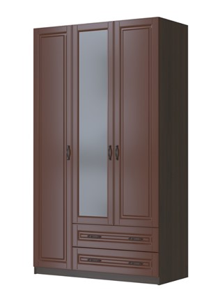Трехстворчатый шкаф Кантри лак орех ШР-3, с 1 зеркалом в Когалыме - изображение
