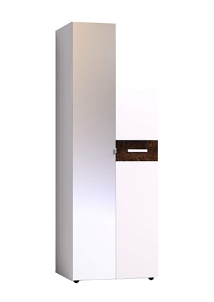 Шкаф Норвуд 54 фасад зеркало + стандарт, Белый-Орех шоколадный в Лангепасе - изображение
