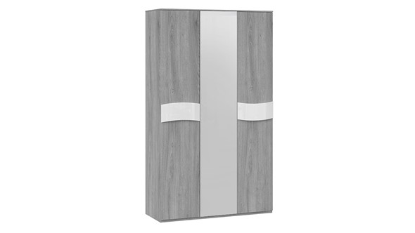 3-створчатый шкаф Миранда (Дуб Гамильтон/Белый глянец) в Лангепасе - изображение