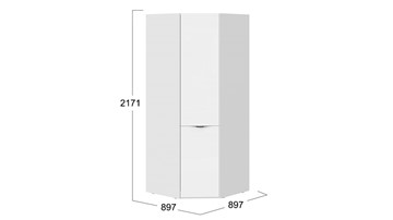 Распашной угловой шкаф Глосс СМ-319.07.311 (Белый глянец/Стекло) в Лангепасе - предосмотр 1