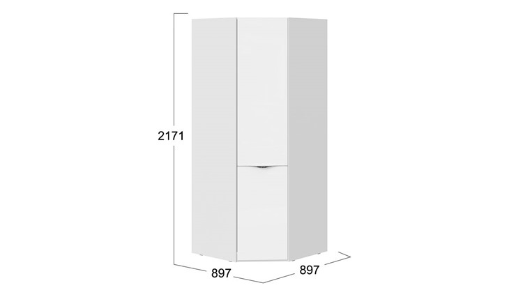 Распашной угловой шкаф Глосс СМ-319.07.311 (Белый глянец/Стекло) в Урае - изображение 1