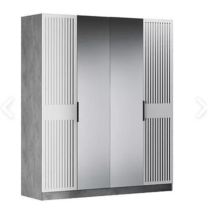 Шкаф 4-дверный Бержер, 2 двери глухие + 2 шт с зеркалом в Урае - изображение