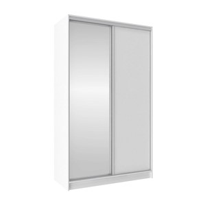 Шкаф 2-х створчатый 1350 Домашний Зеркало/ЛДСП, Белый в Лангепасе